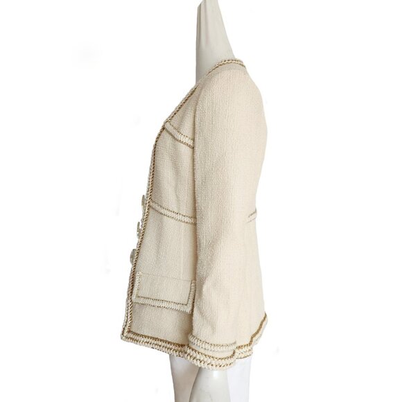 CHANEL ECRU 2017 17A PARIS COSMOPOLITE COLLECTION TWEED JACKET (40) - Picture 3 of 14